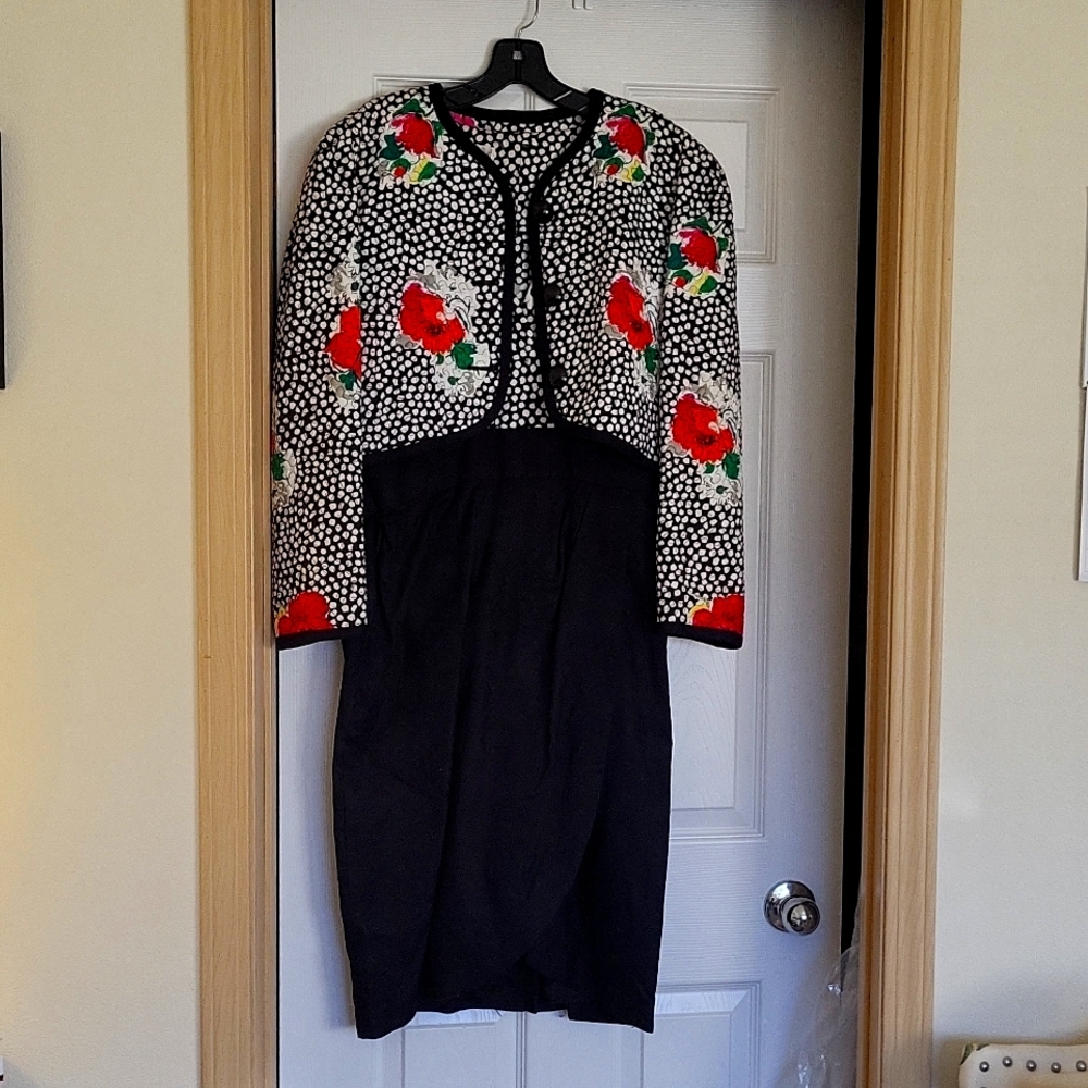 Dress with Jacket,  Size 12, Black and Red, Brand Lillie Ruben